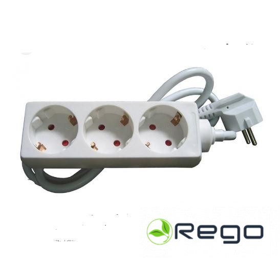 Pagarinātāja vads 3-vietīgs H05VV-F 2x1.0 /1.5m balts