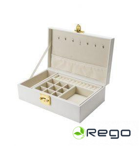 Rotaslietu kaste Hannja, bēšs PU/bēšs samts, H9x27x18cm