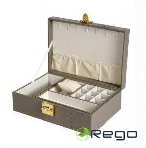 Rotaslietu kaste Hannja laser, bēss PU, H9x27x18cm