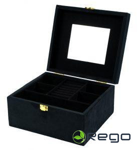 Rotaslietu kaste Calvello, samts, melna, 23.5x21x12cm