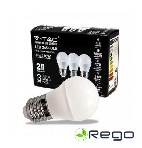 LED spuldzes 2+1 VT-S 2176 E27/G45, 470lm/4.5W/4K