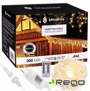 Springos Ziemassvētku lampiņas + tālvadības pults CL0304 300LED, silti balta, 14,5m