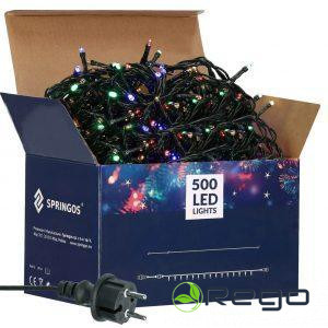 Ziemassvētku virtene krāsaina 500LED. Garums 31,5m. 220-240V. Jauda 11,3 IP44