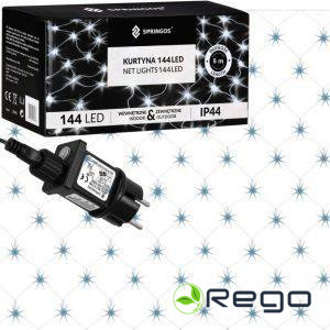 Ziemassvētku lampiņas Springos CL4109 144LED 2x2m, siets, auksti balts