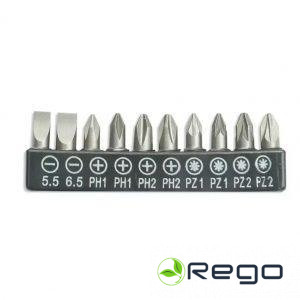 Dedra 18A07S11 Skrūvgriežu uzgaļu komplekts 10gab., 25mm: SL5.5,6.5,PH1/2x2,PZ1/2x2