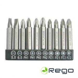 Dedra 18A07S12 Skrūvgriežu uzgaļu komplekts 10 gab.,50mm: SL5.5,6.5,PH1/2x2,PZ1/2x2