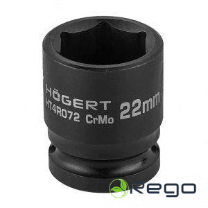 Hogert HT4R072 Īsā triecienuzmava 1/2" 22mm, Cr-Mo tērauds