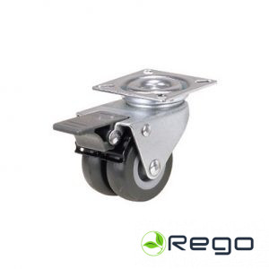 Dubultais TPR atbalsta ritenis / ar bremzi 2X50mm AR/W BR TPR 100Kg (000768)