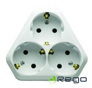 Adapteris Makel, 3-viet., a/z, balts, trijstūris, (12)