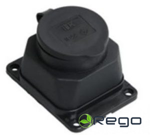 Kontaktligzda ar vāku IEK, OMEGA, IP44, melna, v/a, (20)