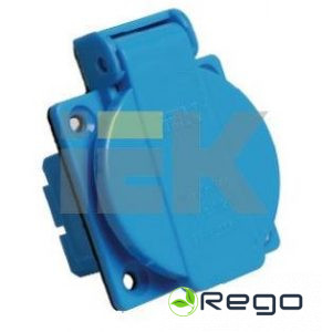 Kontaktligzda IEK, 16A, 2P+PE, stacionāra ar vāku, IP44