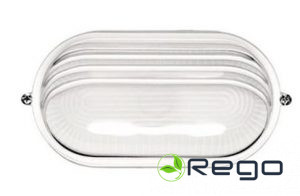 Gaismeklis mitrumizturīgs E27, IEK, 1407, 60W, IP54, balts, ovals 1/2 siets