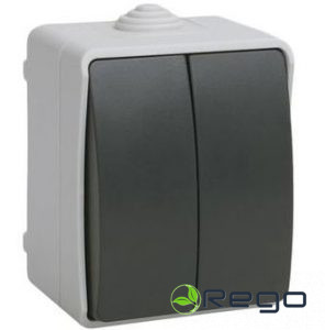 Slēdzis IEK, 10A, dub., FORCE, IP54, pelēks, v/a