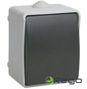 Slēdzis IEK, 10A, zvana poga, FORCE, IP54, pelēks, v/a