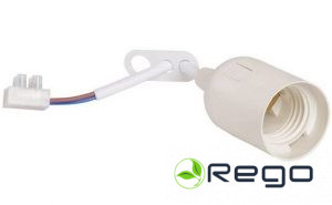 Patrona spuldzēm ar vadu E27, IEK, 4A, IP27, balts, plastmasa