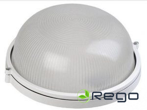 Gaismeklis mitrumizturīgs E27, IEK, 1301, bez režģiem, 60W, IP54, balts, apaļš