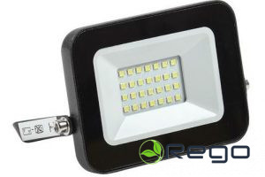 Prožektors LED, IEK, 20W, 1800lm, 4000K, IP65, melns, L130mm, W25mm, H107mm