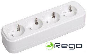 Rozešu bloks IEK, 16A, 4-viet., CLASSIC, a/z, IP20, balts