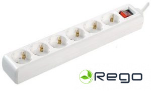 Pagarinātājs IEK, 6-viet., 3m, a/z, ar slēdzi, 3x1,0m