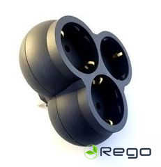 Adapteris Ovivo, 3-viet., a/z, melns, trīsstūris