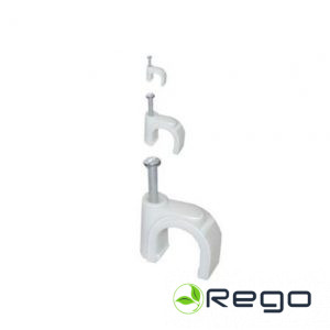 Skavas kabeļiem IEK, balta, plakans, 8mm, plastmasa, (20)