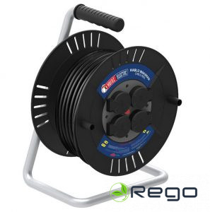 Pagarinātājs Horoz, 4-viet., 3x1.5mm2, 40m, IP44, melns, spole