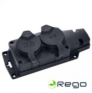 Rozešu bloks, Horoz, 2-viet., a/z, IP44, melns (0027115)