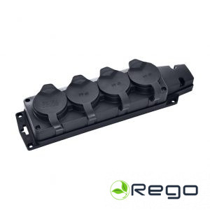 Rozešu bloks, Horoz, 4-viet., a/z, IP44, melns (0027117)