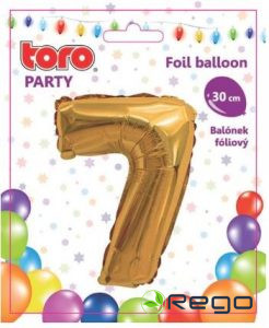 Balons cipars 7, 30cm, folijas, zelta krāsā