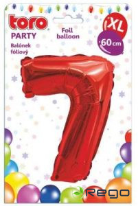 Balons cipars 7, 60cm, folijas, sarkans