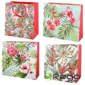 Dāvanu maiss 38x38cm, lapas, ziedi asorti