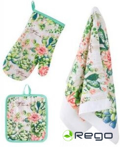 Komplekts- cimds, paliktnis, dvielis ar ziediem