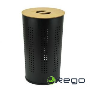 Veļas grozs nerūs. tērauds ar koka vāku 46L