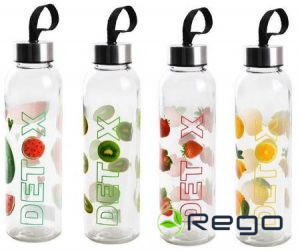Pudele stikla 0,5L Detox/ asorti