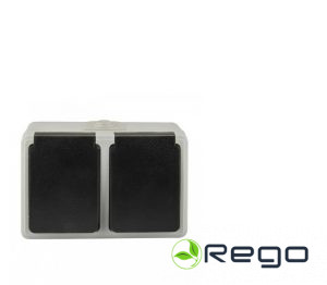 46245L Dubulta rozete ar zemejumu IP44 v/a  250V 16A Vācija peleka (96) (6)