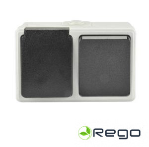 46246L Kombi slēdzis 1-P 10A  + rozete ar zem. v/a 16A  Vācija peleka (6)