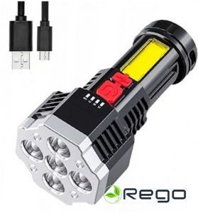 Lukturis USB uzlādējams 5LED +COB (4režīmi)