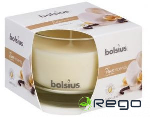 Svece arom.stikla gl. Q9x6.3cm Vaniļa