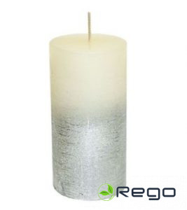 Svece rustika 6x12cm sudraba balta