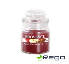 Svece arom. stikla gl. ar vāku 9cm ābols