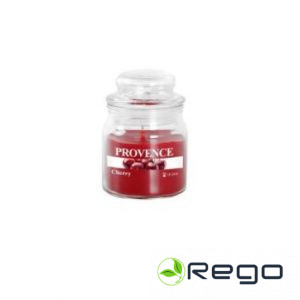 Svece arom.stikla gl.ar vāku 9cm ,ķirsis