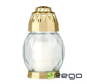 Āra svece ar vāciņu 18cm stikla/zelta