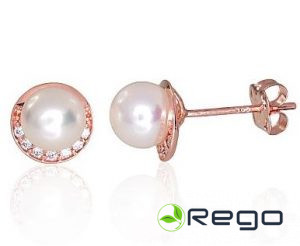 Zelta auskari 585, 0,94g, cirkonijs, pērles