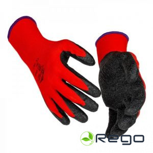 Neilona trikotāžas cimdi ar lateksa plaukstas pārkl. 10 izm