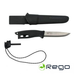 Morakniv Āra sporta nazis Companion spark (S), 104mm, melns, ar uguns starteri