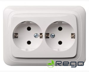 Zemapmetuma ligzda ar zemējumu balta ALFA IKL16-005 A/B 2-viet.(14729S)