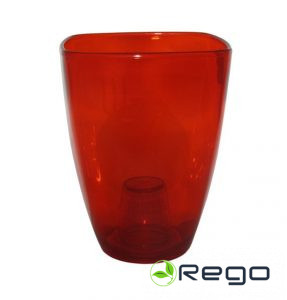 Puķu pods sarkans caurspīdīgs 12cm