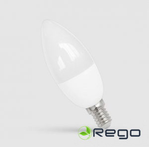 LED Spuldze C37 svece  230V/50HZ 6W 490lm 3000K E14 (17003S)