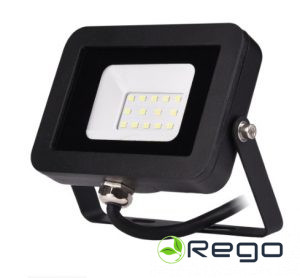 LED prožektors 10W, IP65, 900Lm, 400K, melns