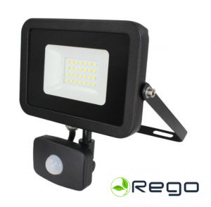 LED prožektors ar sensoru 10W, IP44, 800Lm, 4000K, melns (17104S)